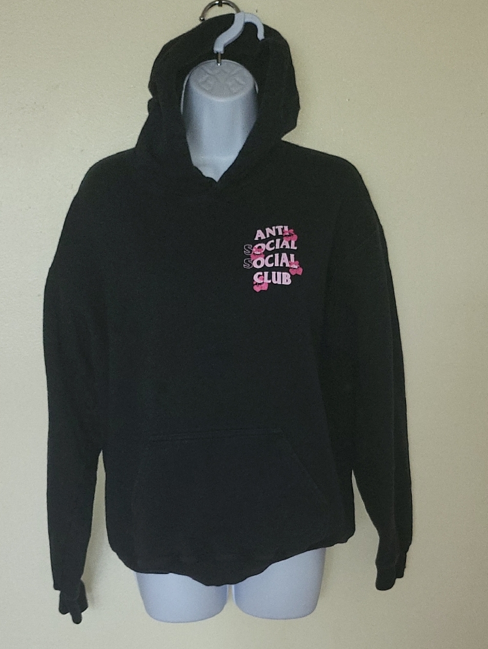 Anti Social Social Club Black Hoodie with Pink Logo